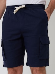 Marinha - Calções cargo Threadbare Linen Blend - Imagem 4 de 4