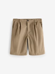 Threadbare Brown Relaxed Fit Pleated Stretch Chinos Shorts - Image 5 of 5