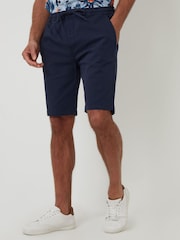 Threadbare Navy Regular Fit Elasticated Waist Stretch Chinos Shorts - Image 1 of 4