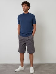 Threadbare Grey Relaxed Fit Pleated Stretch Chinos Shorts - Image 3 of 5