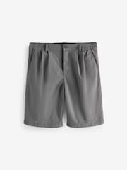 Threadbare Grey Relaxed Fit Pleated Stretch Chinos Shorts - Image 5 of 5