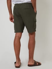 Threadbare Khaki Linen Blend Cargo Shorts - Image 2 of 4