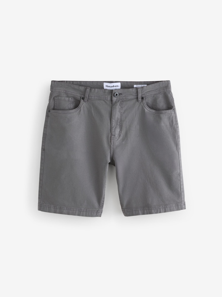 Threadbare Grey Stretch 5 Pocket Chinos Shorts - Image 5 of 5