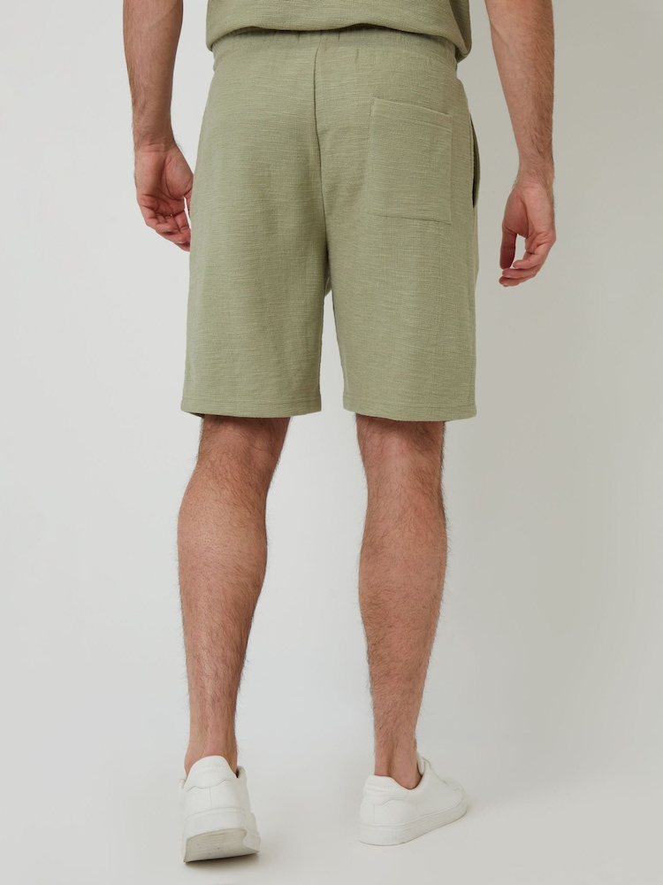 Threadbare Green Textured Elasticated Waist Shorts - Image 2 of 4