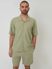 Threadbare Green Textured Elasticated Waist Shorts - Image 3 of 4