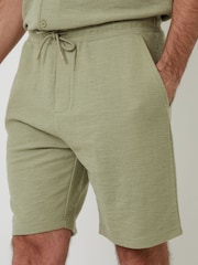 Threadbare Green Textured Elasticated Waist Shorts - Image 4 of 4