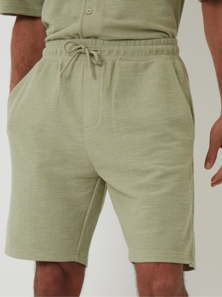 Threadbare Green Textured Elasticated Waist Shorts - Image 4 of 4 Threadbare Green Textured Elasticated Waist Shorts - Image 4 of 4