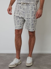 Threadbare Blue Patterned Textured Pull On Shorts - Image 2 of 5