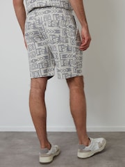 Threadbare Blue Patterned Textured Pull On Shorts - Image 3 of 5