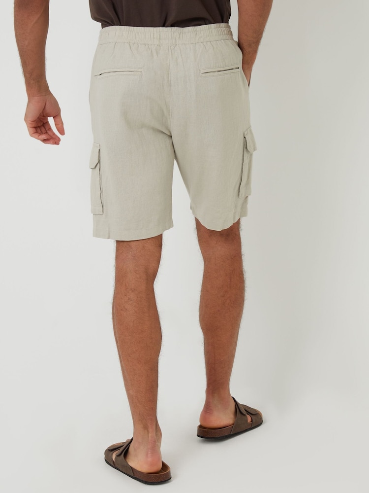 Threadbare Natural Linen Blend Cargo Shorts - Image 2 of 5