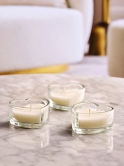 Unfragranced Heart Set of 3 Glass Candle Tealights - Image 2 of 5