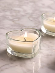 Unfragranced Heart Set of 3 Glass Candle Tealights - Image 3 of 5