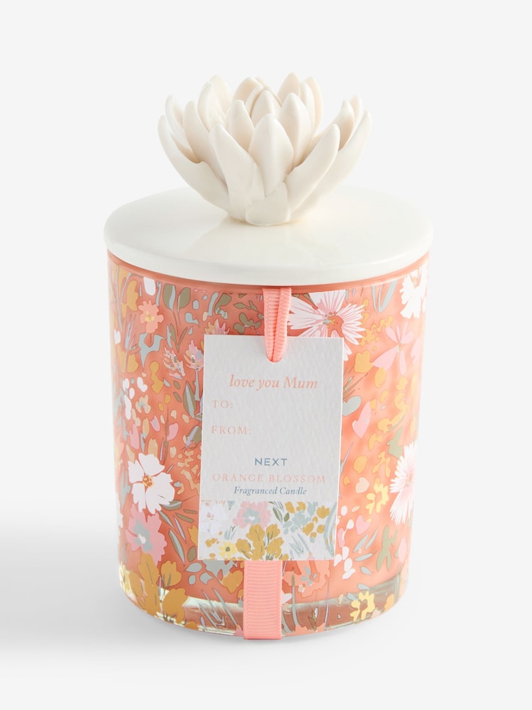 Orange Blossom Floral Mothers Day Decorative Candle - Image 5 of 5