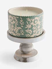 Blushing Peony Green Floral Ceramic Footed Candle - Image 3 of 3