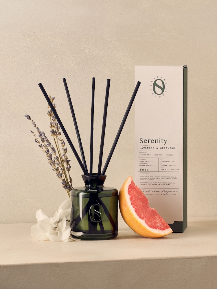 Serenity Green Geranium & Lavender 100ml Reed Diffuser - Image 1 of 5 Serenity Green Geranium & Lavender 100ml Reed Diffuser - Image 1 of 5