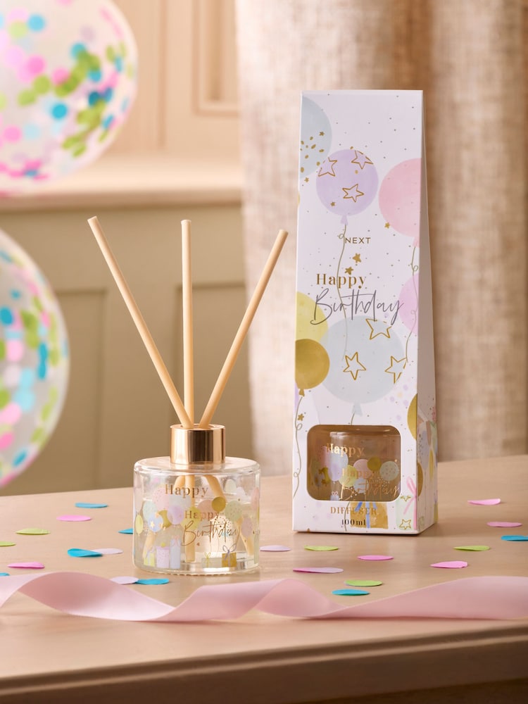 White Jasmine Happy Birthday Classic Balloon 100ml Diffuser - Image 1 of 3