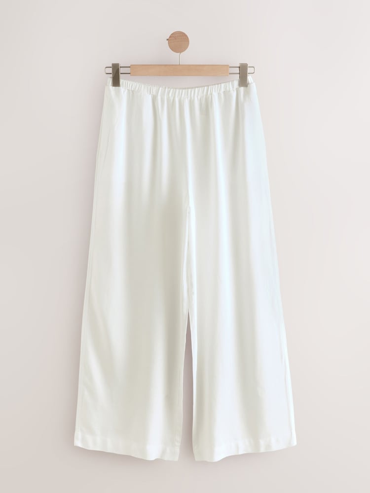 White/Navy Wide Leg Trousers 2 Pack with Linen - Image 2 of 5