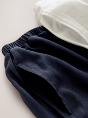 White/Navy Wide Leg Trousers 2 Pack with Linen - Image 4 of 5