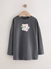 Charcoal Grey Bear Long Sleeve Graphic Top (3-16yrs) - Image 4 of 7