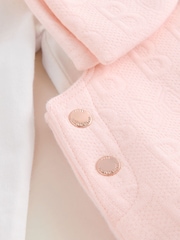 Baker by Ted Baker Pink Jacquard Bow Dungarees & T-Shirt Set - Image 5 of 9