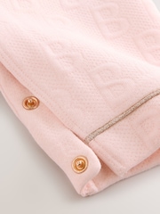Baker by Ted Baker Pink Jacquard Bow Dungarees & T-Shirt Set - Image 7 of 9
