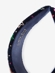 Little Bird by Jools Oliver Navy Velvet Headband With Rainbow Sequin - Image 3 of 4