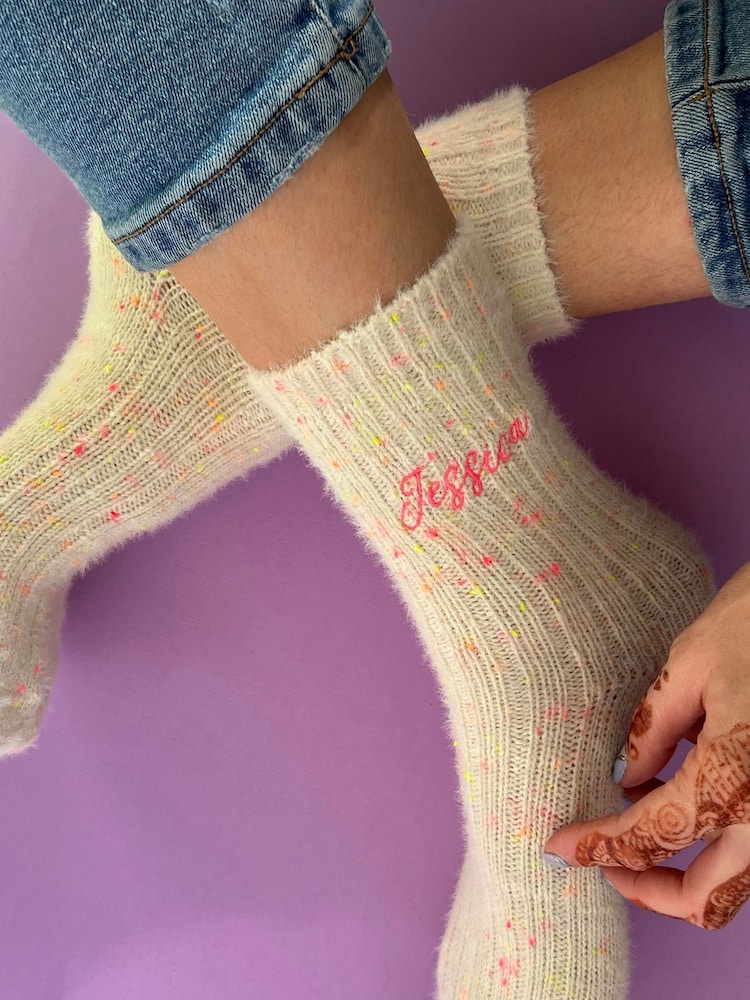 Personalised Neon Fleck Socks by Solesmith - Image 1 of 2