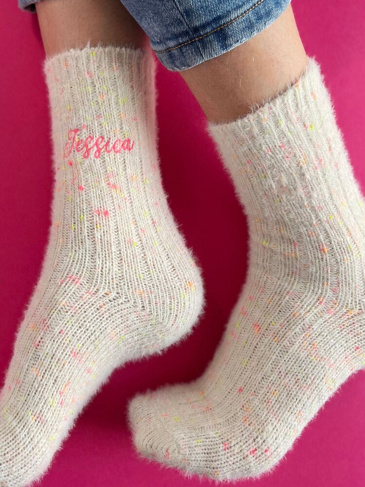 Personalised Neon Fleck Socks by Solesmith - Image 2 of 2