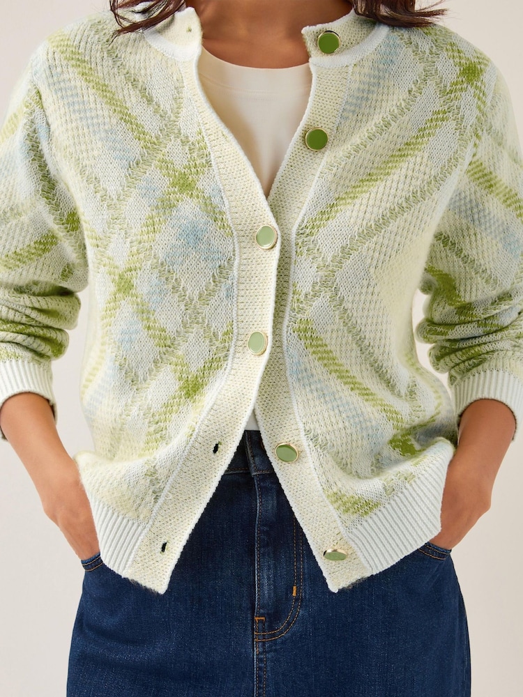 Monsoon Natural Ali Argyle Cardigan - Image 2 of 4