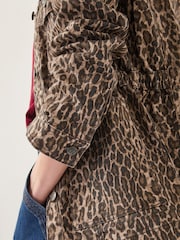 Monsoon Brown Annie Leopard Print Denim Jacket - Image 4 of 5