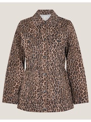 Monsoon Brown Annie Leopard Print Denim Jacket - Image 5 of 5