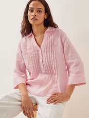 Monsoon Pink Elsie 100% Linen Blouse - Image 1 of 5