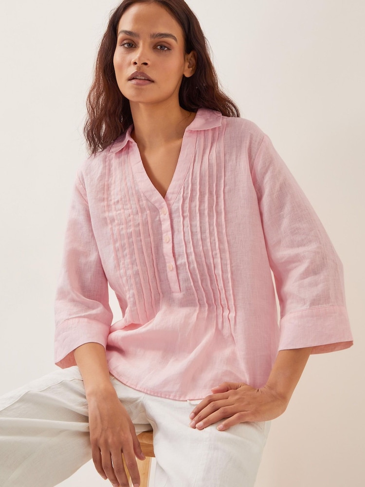 Monsoon Pink Elsie 100% Linen Blouse - Image 1 of 5