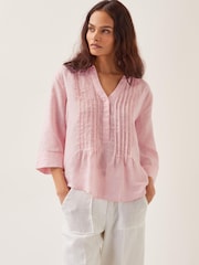 Monsoon Pink Elsie 100% Linen Blouse - Image 2 of 5