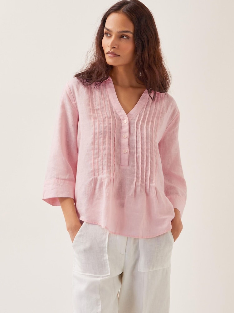 Monsoon Pink Elsie 100% Linen Blouse - Image 2 of 5 Monsoon Pink Elsie 100% Linen Blouse - Image 2 of 5