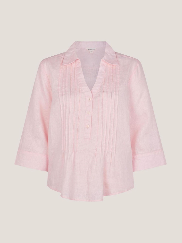 Monsoon Pink Elsie 100% Linen Blouse - Image 5 of 5 Monsoon Pink Elsie 100% Linen Blouse - Image 5 of 5