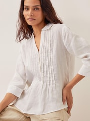Monsoon White Elsie 100% Linen Blouse - Image 1 of 5
