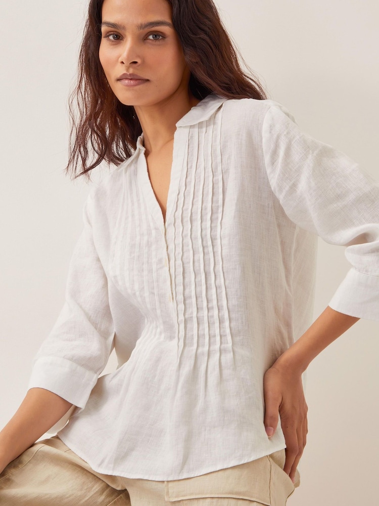 Monsoon White Elsie 100% Linen Blouse - Image 1 of 5