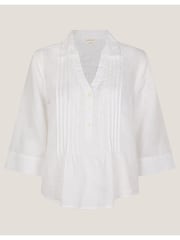 Monsoon White Elsie 100% Linen Blouse - Image 5 of 5