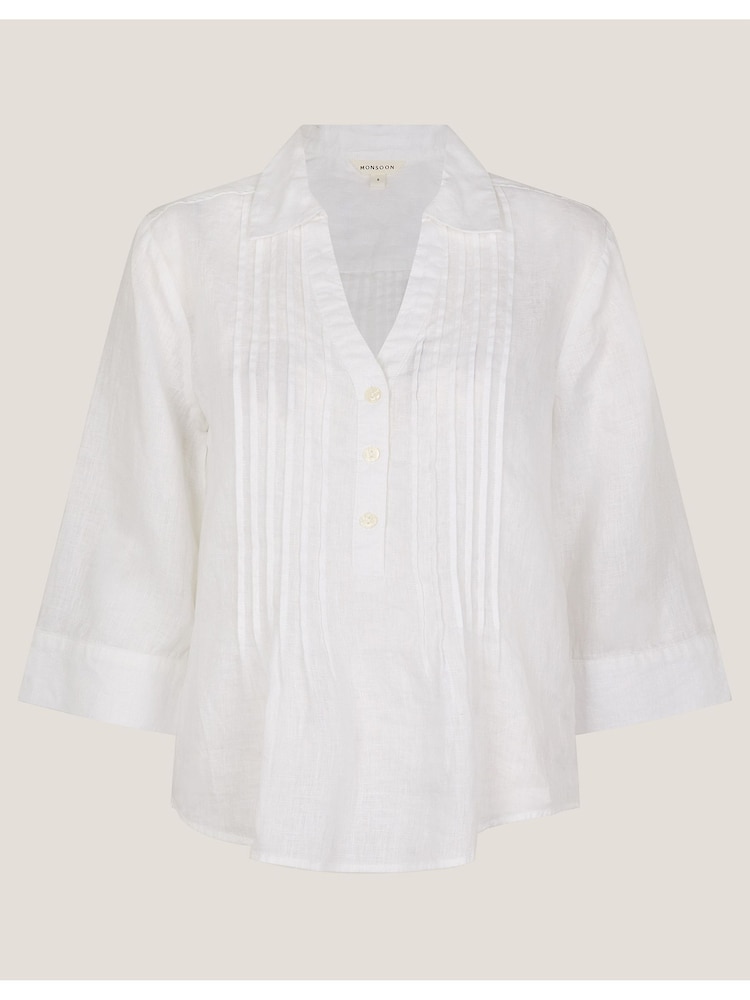Monsoon White Elsie 100% Linen Blouse - Image 5 of 5