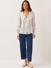 Monsoon Natural Matilda Floral Embroidered Blouse - Image 3 of 4