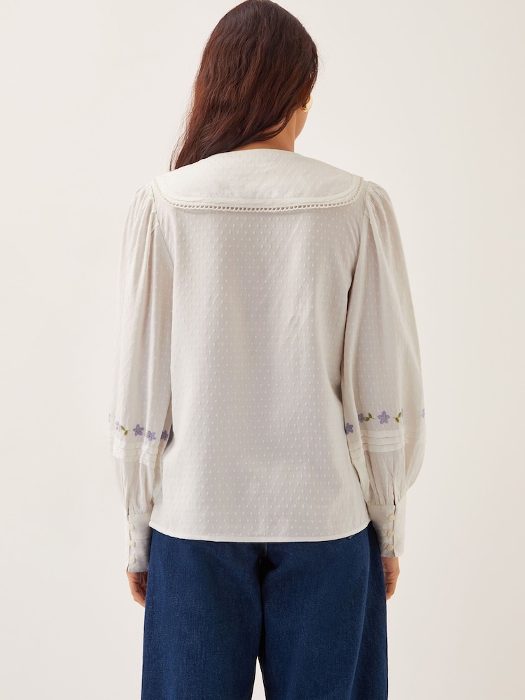 Monsoon Natural Matilda Floral Embroidered Blouse - Image 4 of 4