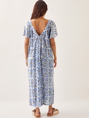 Monsoon Blue Cece Woodblock Wide Leg Jumpsuit - Image 4 of 4