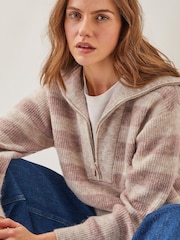 Monsoon Natural Zia Stripe Half Zip Jumper - Image 4 of 4