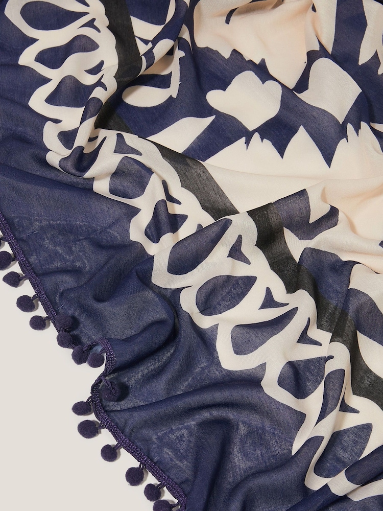 Monsoon Blue Aria Lightweight Abstract Print Scarf - Image 2 of 3