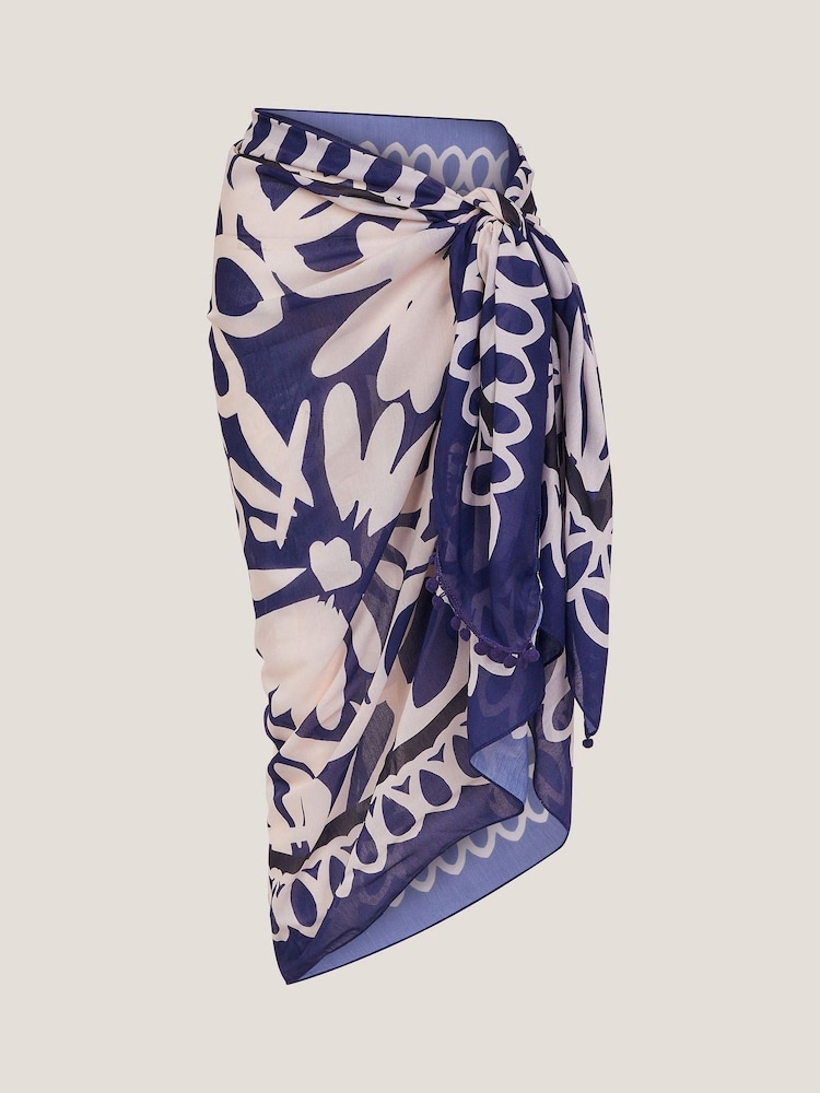 Monsoon Blue Aria Lightweight Abstract Print Scarf - Image 3 of 3