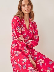 Monsoon Red Sarah Floral Print Midi Dress - Image 1 of 6
