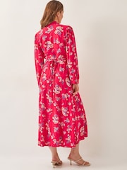 Monsoon Red Sarah Floral Print Midi Dress - Image 4 of 6