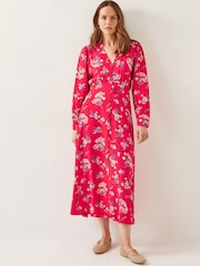 Monsoon Red Sarah Floral Print Midi Dress - Image 5 of 6