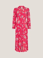 Monsoon Red Sarah Floral Print Midi Dress - Image 6 of 6